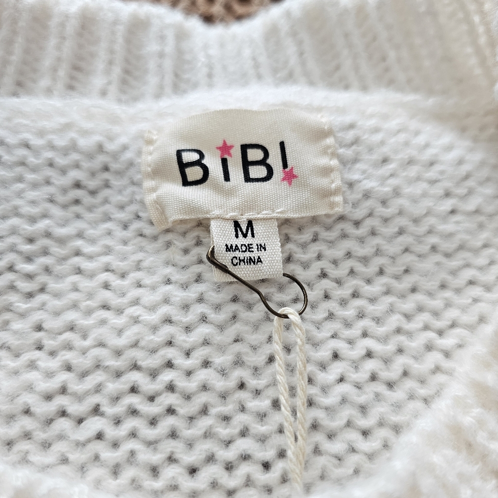 BiBi Bow Detail Puff Sleeve Sweater. Sz Medium, NWTs - Picture 10 of 14